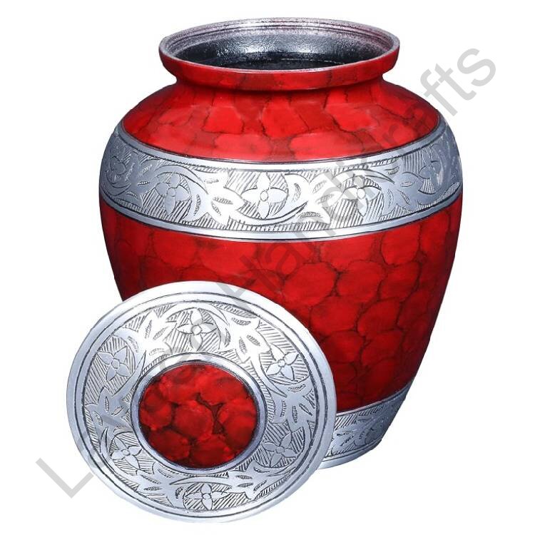 Floral Band Human Urn Red / Silver