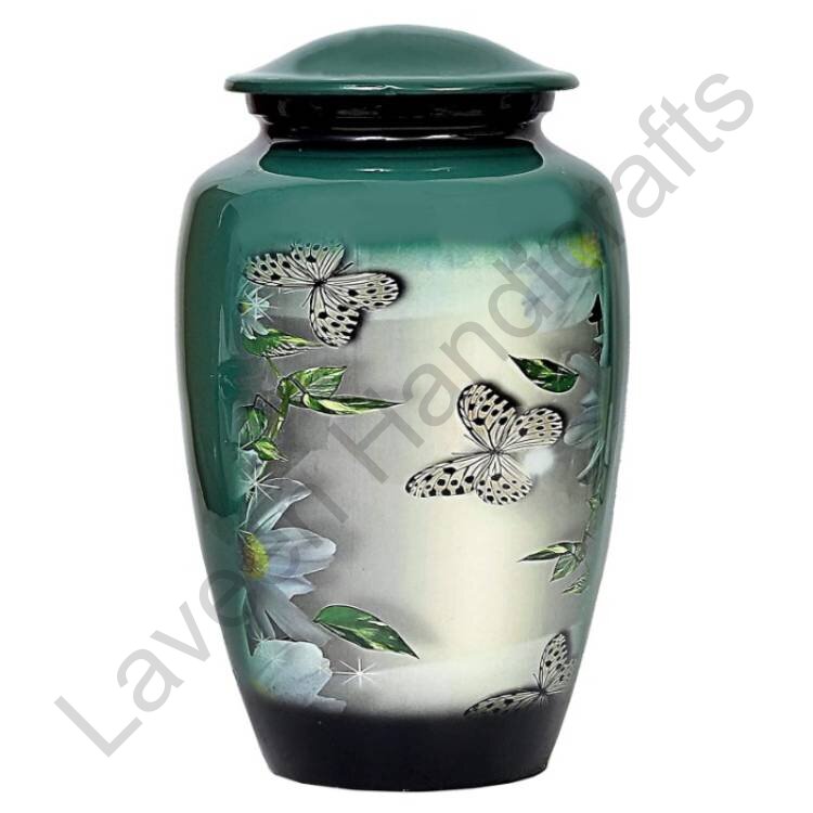 Butterfly Floral Human Urn Green