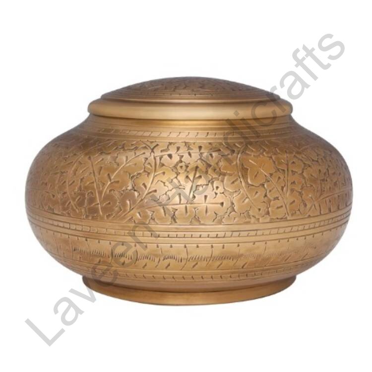 Floral Etched Human Urn Brown