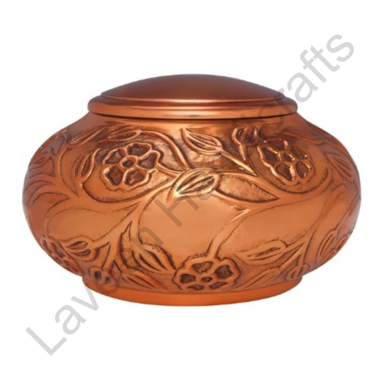 Floral Etched Human Urn Copper