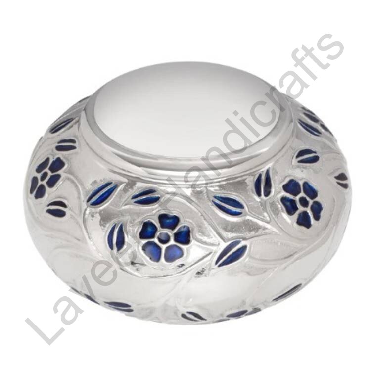 Floral Human Urn Silver / Blue