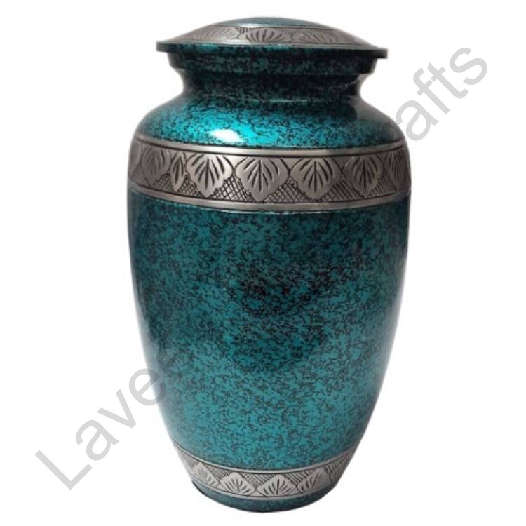 Leaf Marble Pattern Human Urn Teal
