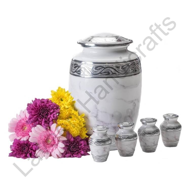 Marble Pattern Human Urn White - 5 Pcs