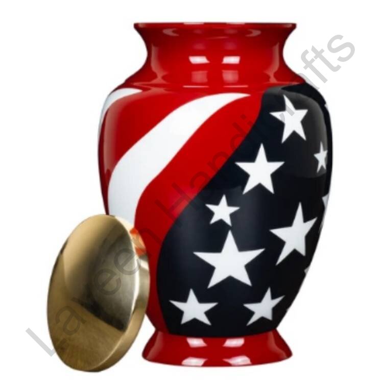 American Flag Human Urn Red / White / Blue With Gold Cap