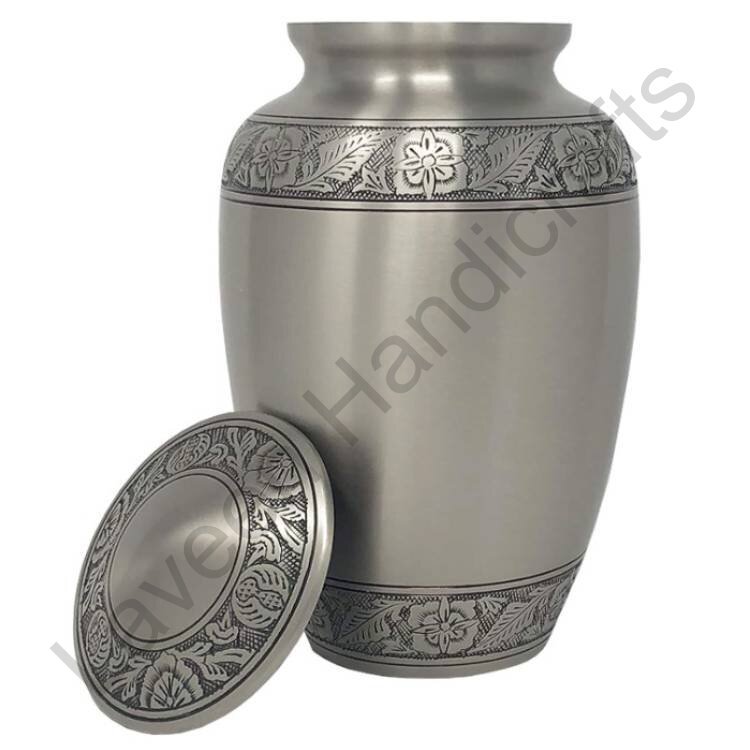 Classic Flower Band Human Urn Silver