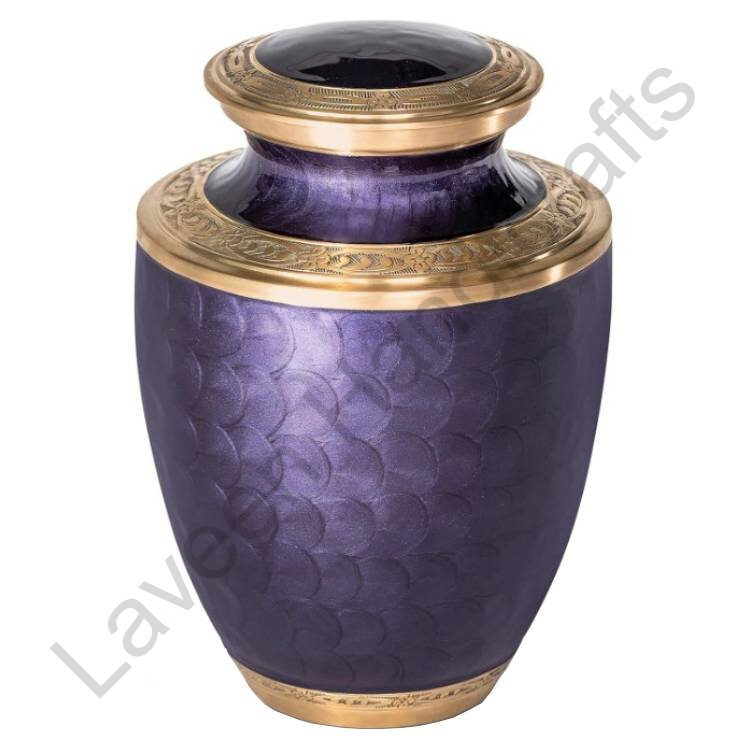 Engraved Floral Human Urn Purple