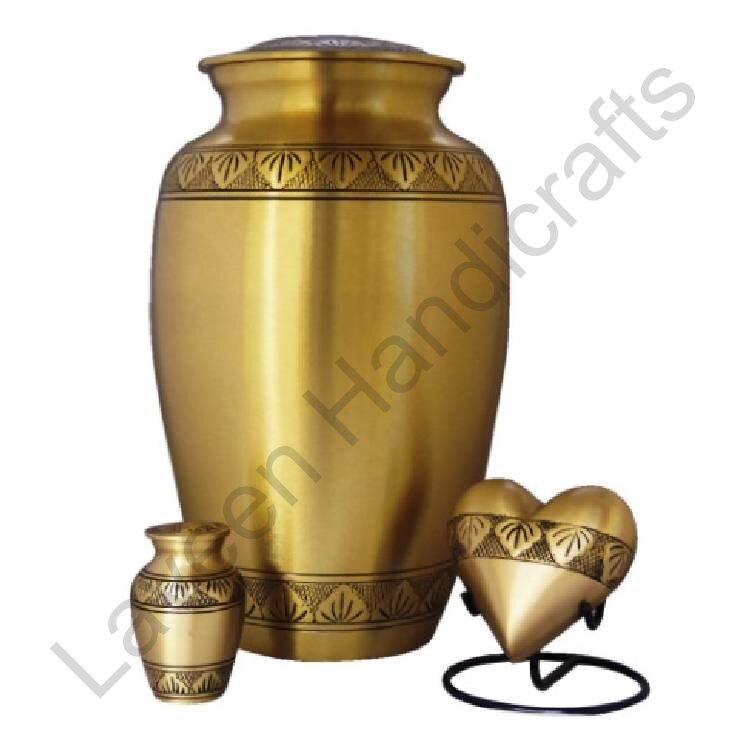 Leaf Detail Human Urn Set Golden - 3 Pcs