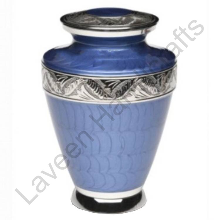 Classic Silver Band Human Urn Sky Blue