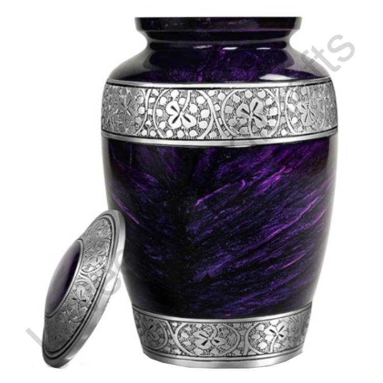 Regal Floral Human Urn Purple / Silver