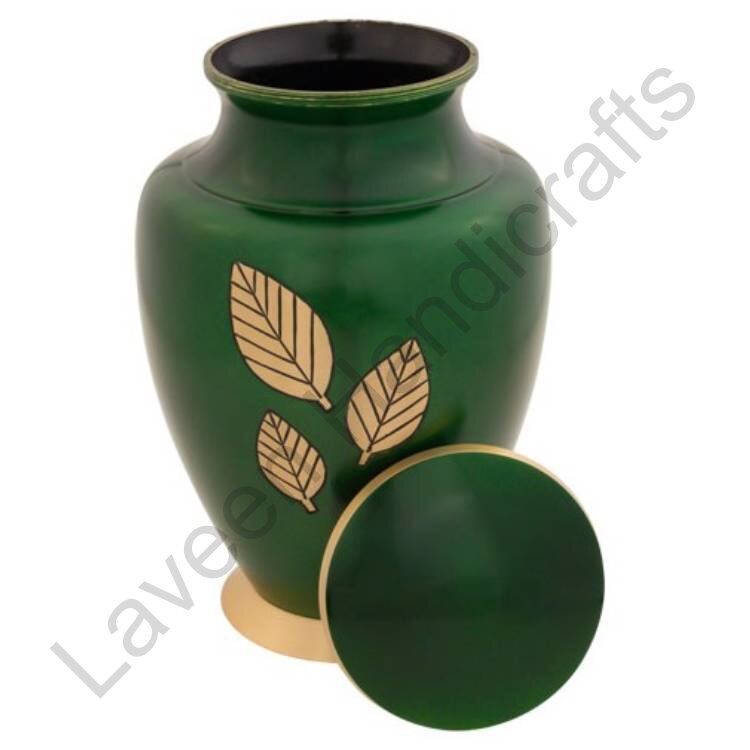 Leaves Pattern Human Urn Green