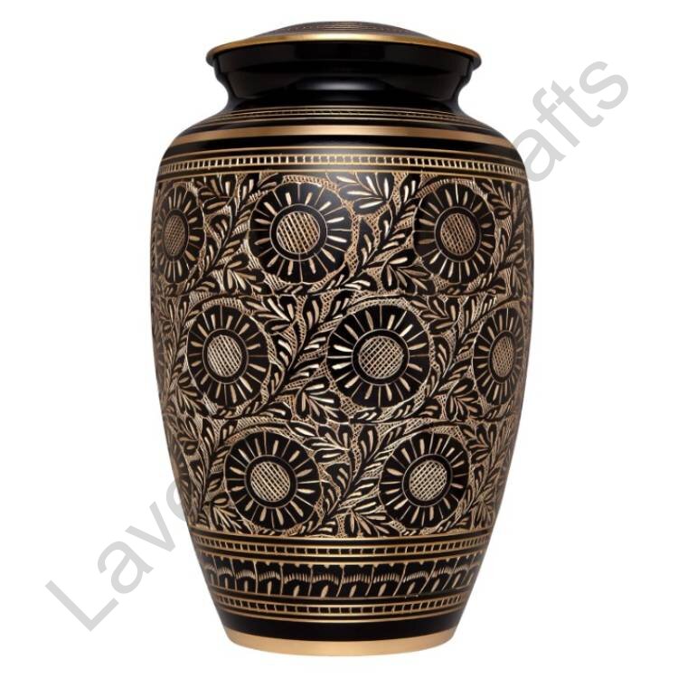 Classic Sunflower Pattern Human Urn Black