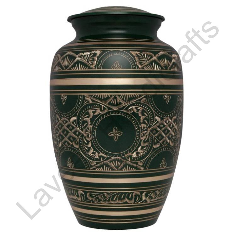 Ornate Human Urn Dark Green