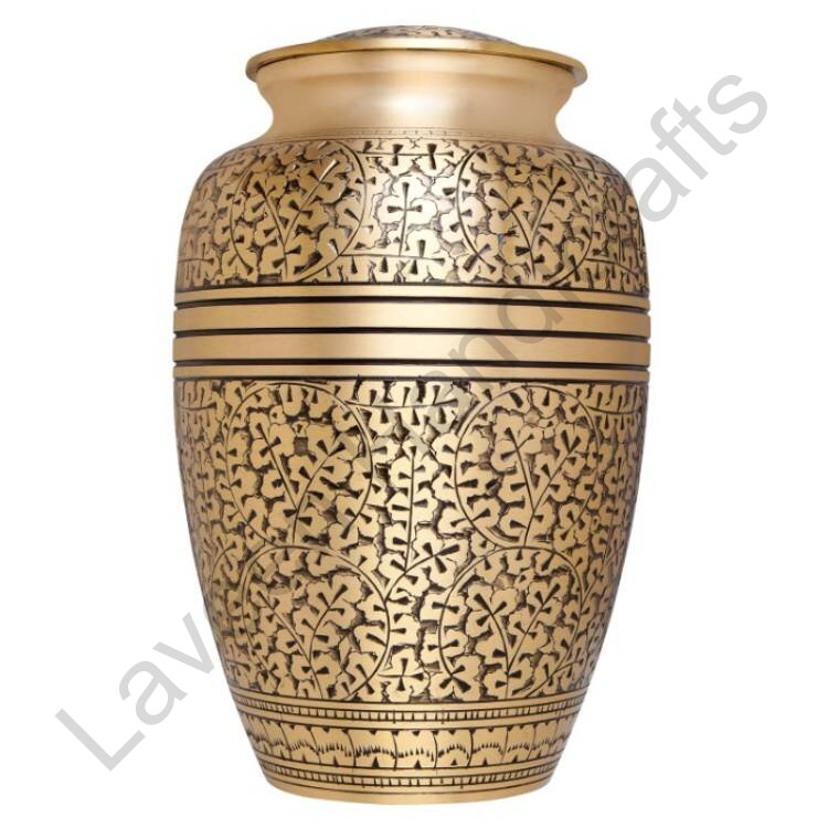 Leaf Engraved Human Urn Golden