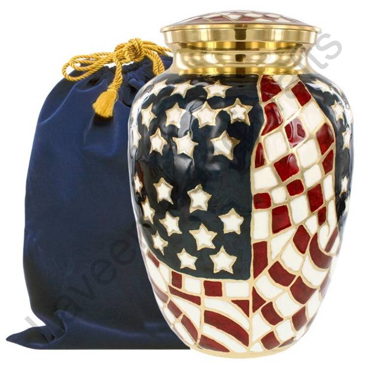 American Flag Tribute Human Urn Red / White / Blue