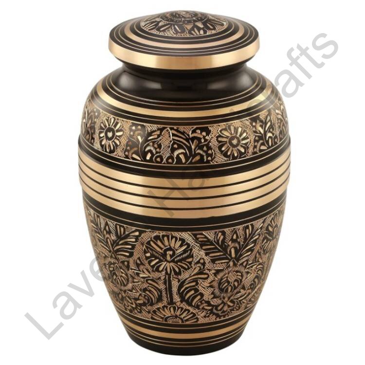 Antique Floral Human Urn Black / Golden