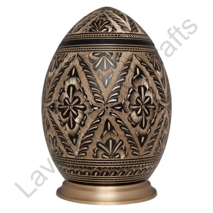 Antique Egg Shape Human Urn Black / Golden