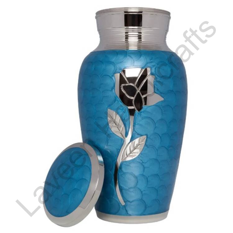 Tall Rose Pattern Human Urn Blue