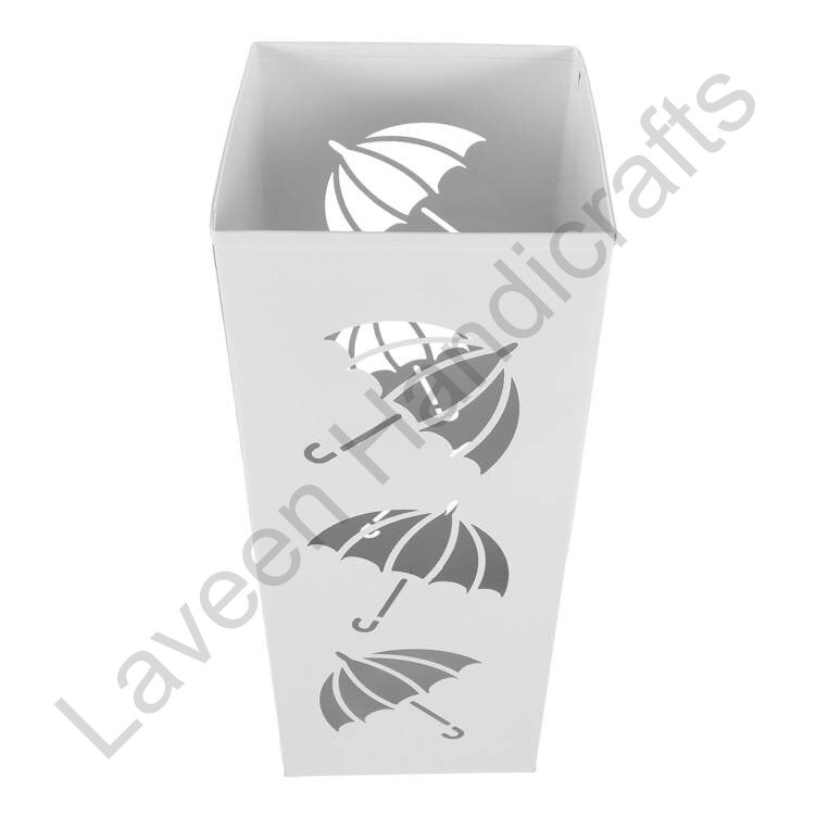 Entryway Floor Iron Umbrella & Walking Stick Stand White