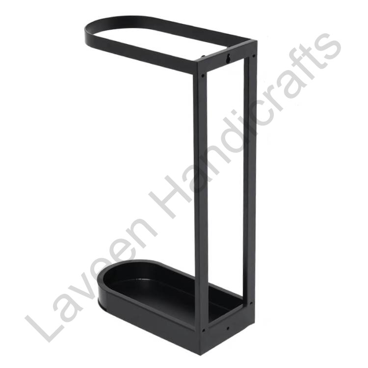 Freestanding Iron Umbrella & Walking Stick Stand Black