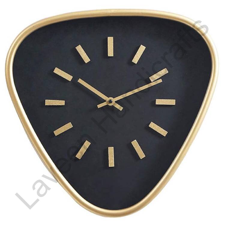 Triangle Design Wall Clock Golden / Black