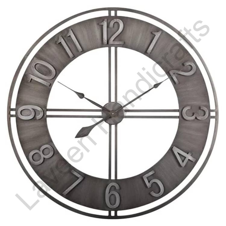 Vintage Style Iron Wall Clock Grey