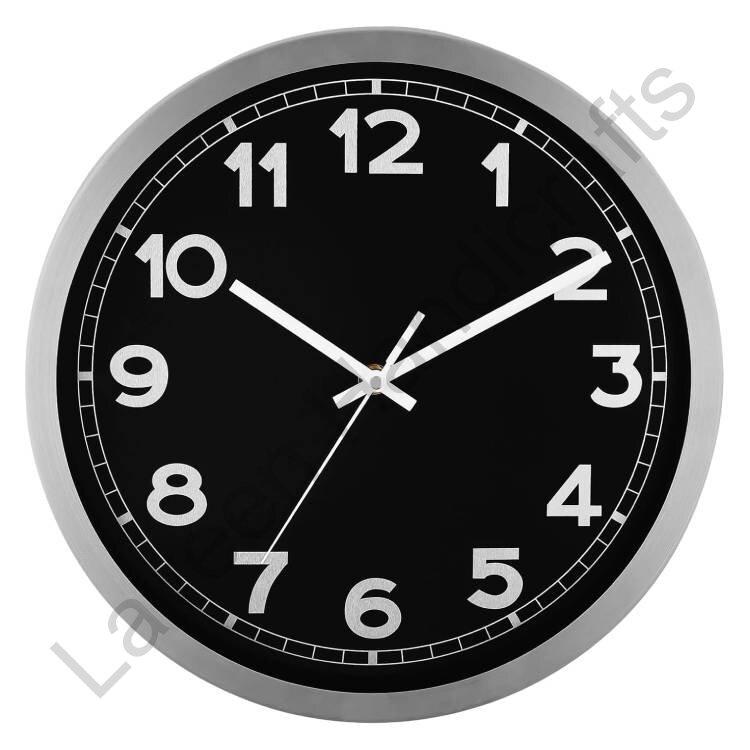 Decorative Round Wall Clock Silver / Black