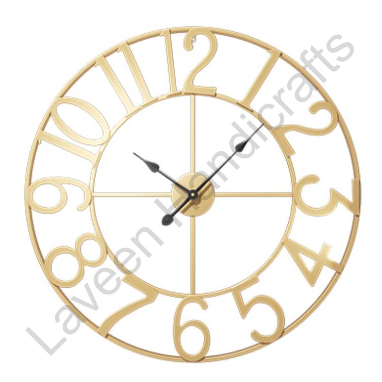 Arabic Numeral Wall Clock Golden