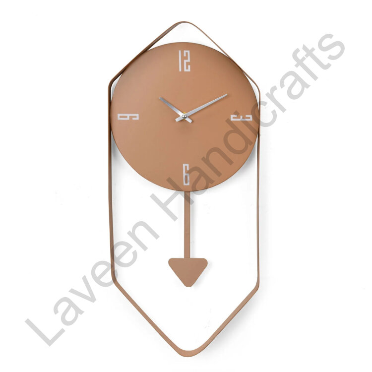 Elegant Hexagon Shape Wall Clock Peach