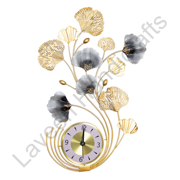 Antique Modern Wall Clock Golden / Blue