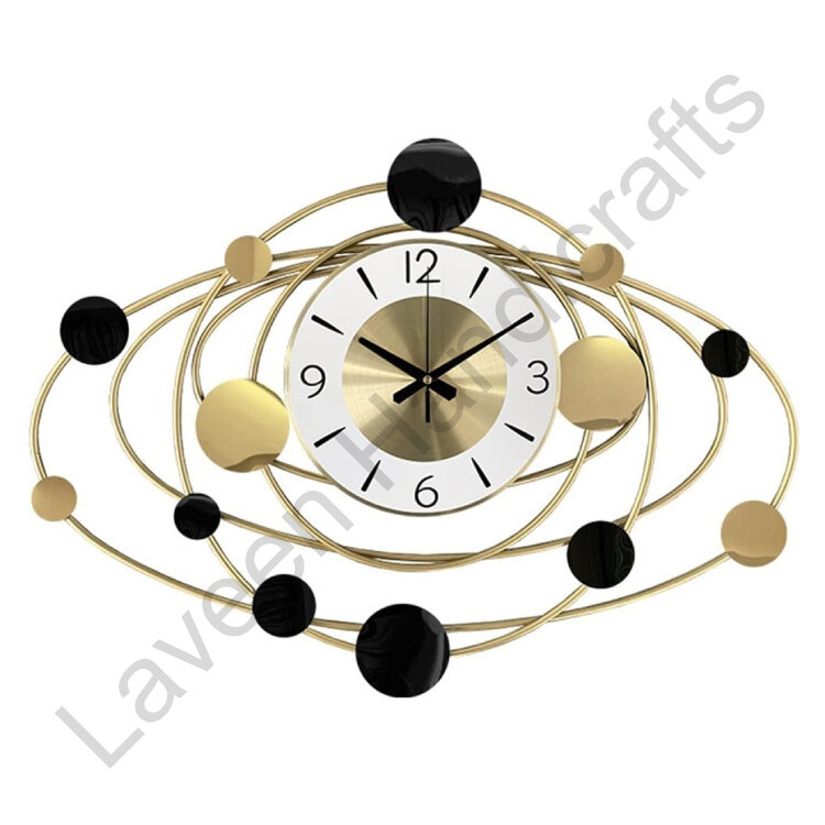 Semi Circular Wall Clock Black / White