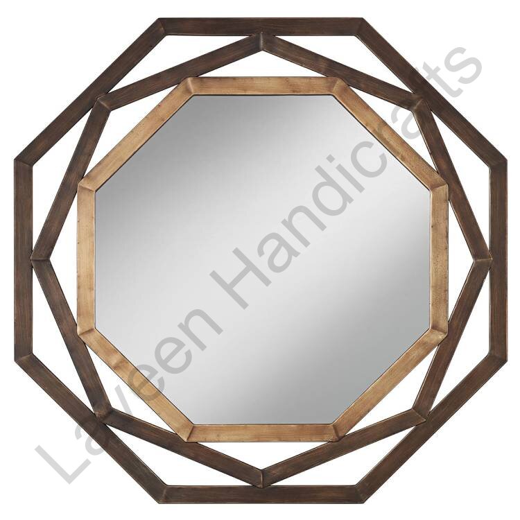 Octagonal Wall Mirror Brown / Golden
