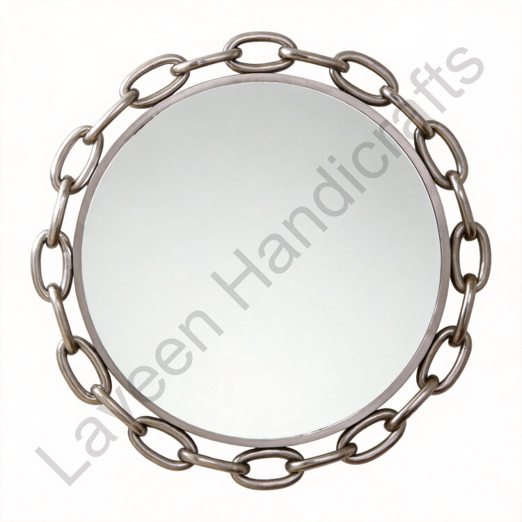 Chain Link Round Wall Mirror Silver