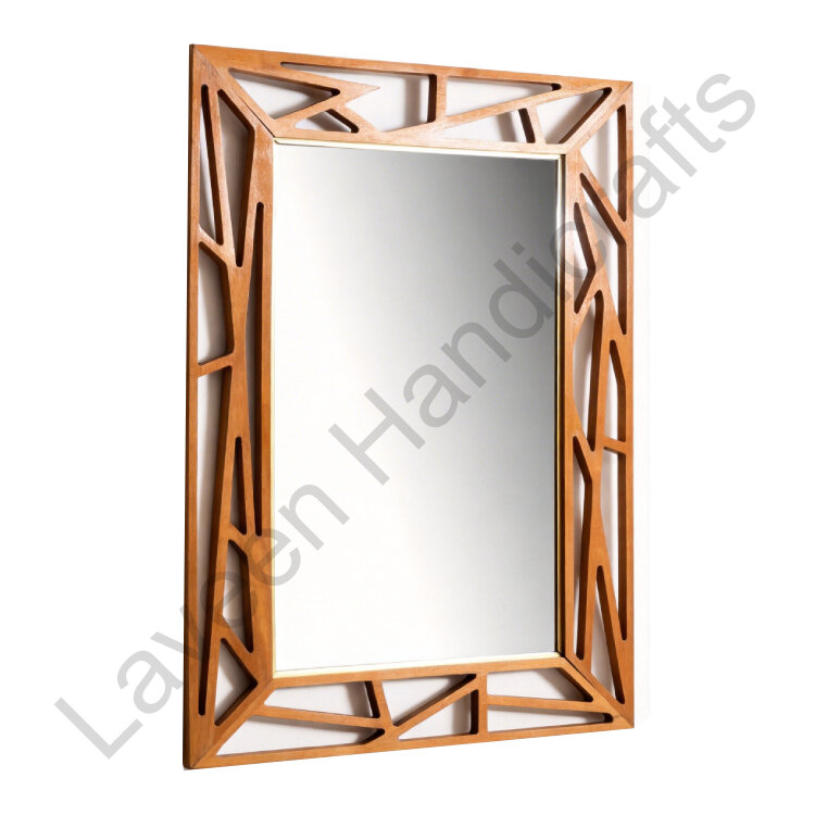 Geometric Design Rectangle Wall Mirror Brown