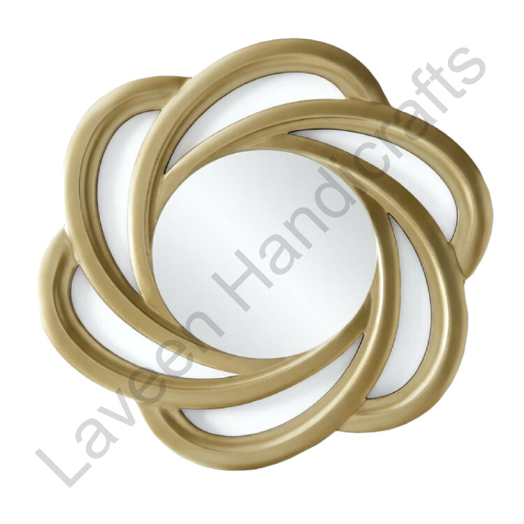 Abstract Petal Round Wall Mirror Golden