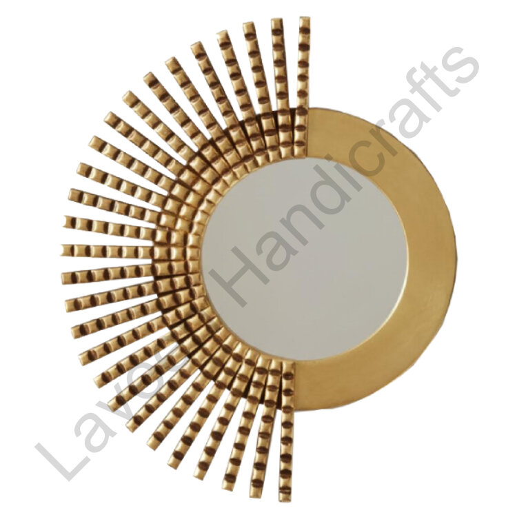 Sunburst Spike Round Wall Mirror Golden