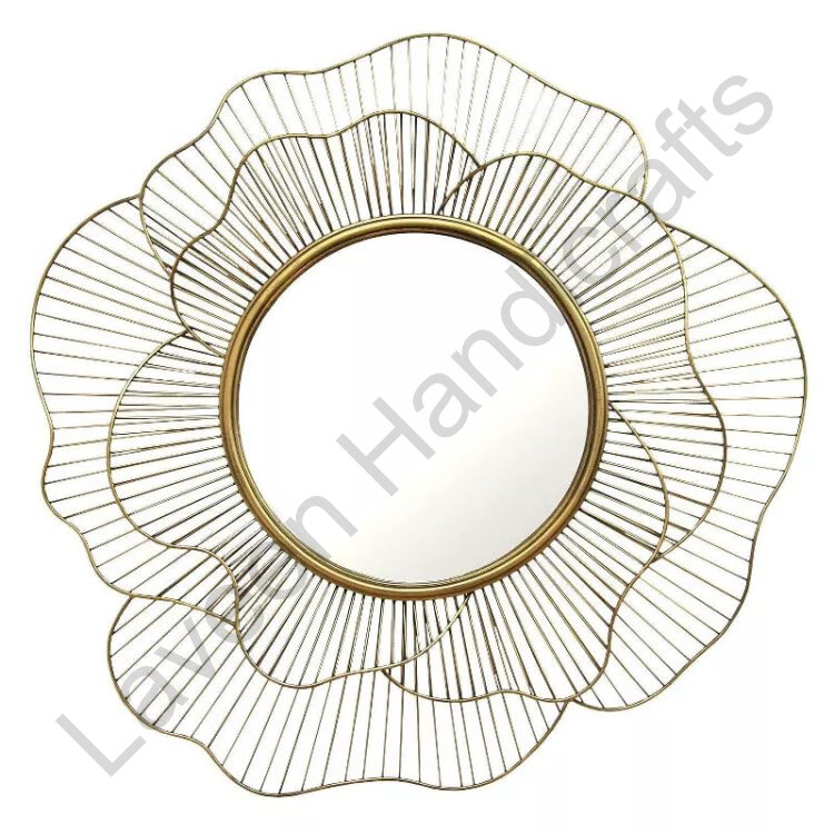 Vintage Flower Leaf Design Wall Mirror Golden